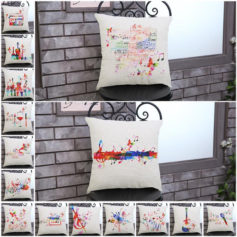 

Musical Notes Pattern Cotton Linen Pillowcase Blend Home Office Sofa Square Car Seat Decorative Cushion Cover Fundas Cojines