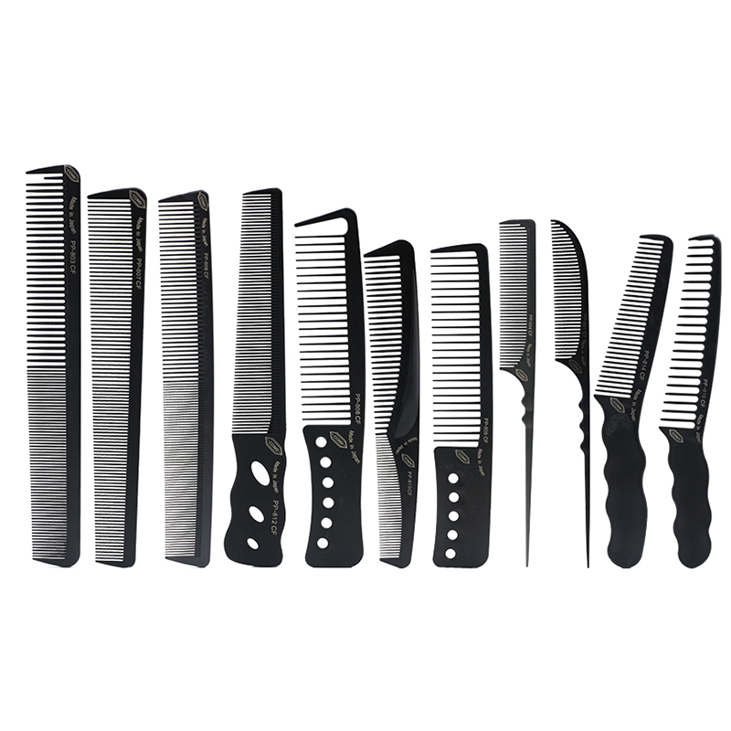 

11 Style Professional Carbon Comb Barber Cutting Hair Comb Black Color Anti-static Hairdressing