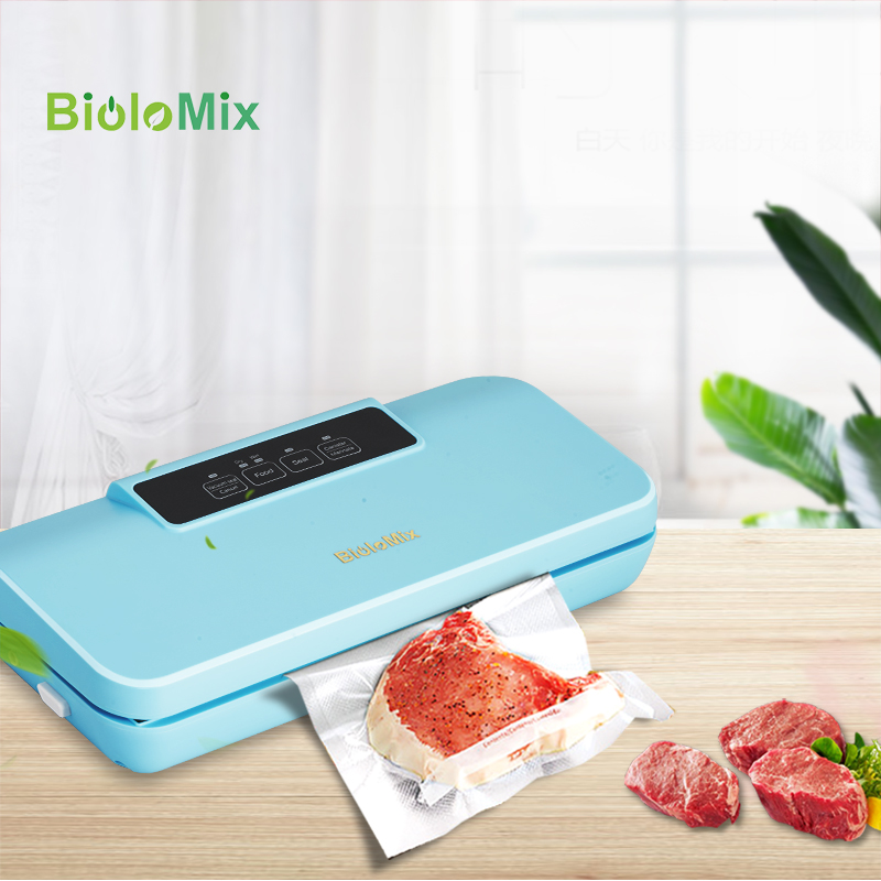 

Vacuum Sealer Upgraded Automatic Packing Machine with 10pcs bags Best for Household Fresh Dry Moist Mode Blue Color