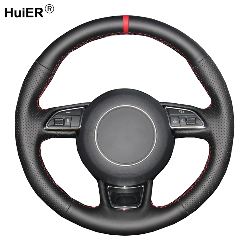 

Hand Sewing Car Steering Wheel Cover For Audi A1 8X A3 8V Sportback A4 B8 Saloon Avant A5 8T A6 C7 A7 G8 A8 D4 S1 8X S3 S4
