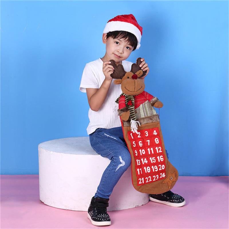 

Door Wall Christmas Decoration Hang Advent Calendar Xmas Tree Decor Christmas Stocking with Countdown Calendars Kids Gift Holder