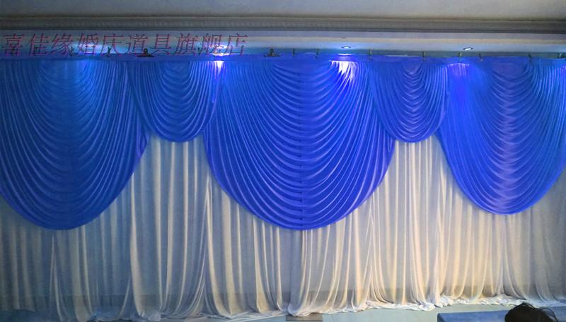 

6m/20ft (w) x 3m/10ft (h) Royal Blue with White Wedding backdrop curtain wedding props background veil