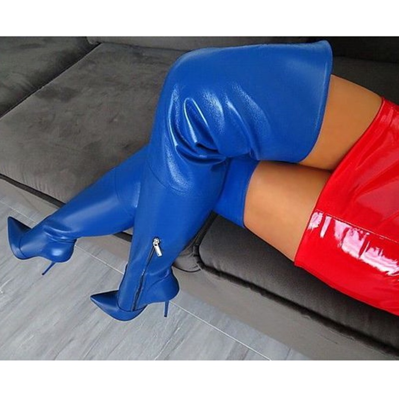 

Leather Calf Boots Thigh High Over Knee Shoes Winter Woman Stiletto Heels Pointed Toe Solid Leather Long Sleeve Boots High Heel, As picture