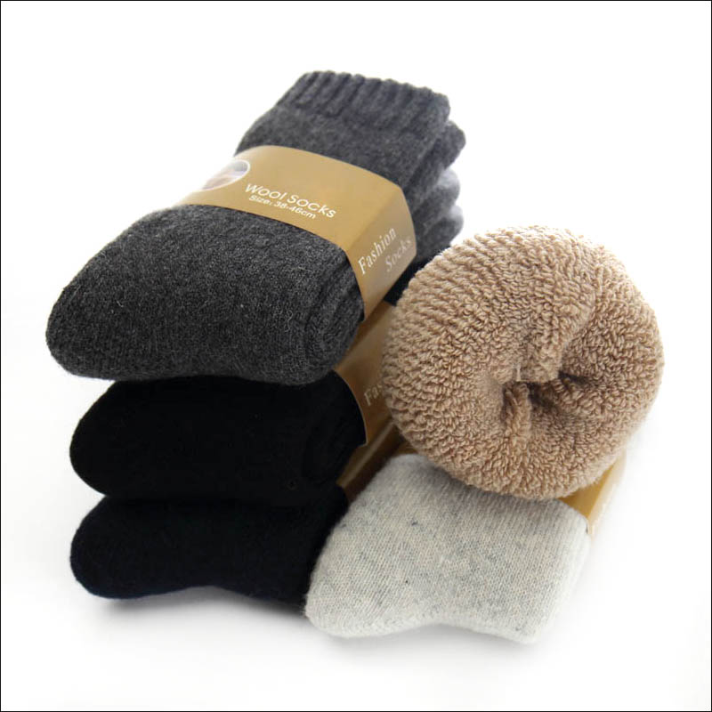 

2020 New Winter Thicken Wool Socks Men's Warm Cashmere Socks for Men Solid Color Casual Towel 5 pairs/lot, Navy blue 5 pairs