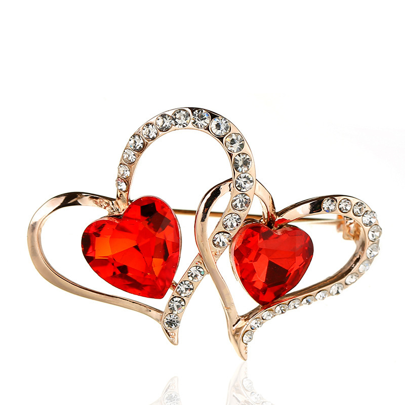 

Crystal Rhinestone Heart Brooches Pins Metal Fashion Scarf Button Cardigan Shawl Coat Lapel Pin Lover Gifts Women Accessories