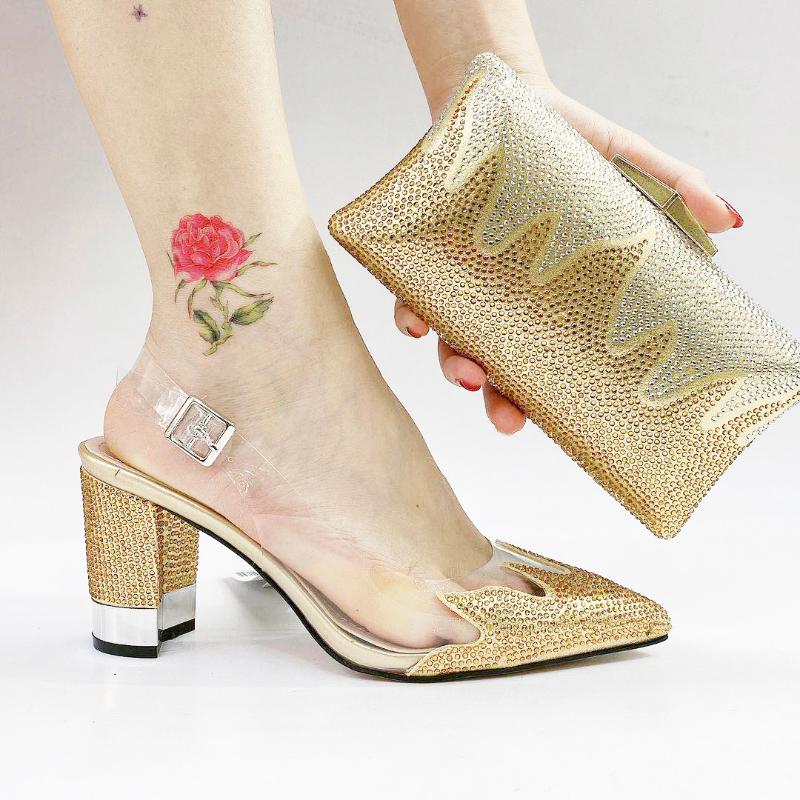 matching heels and clutch bag