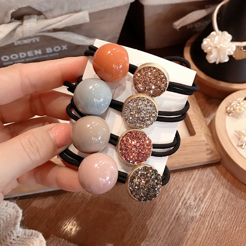 

Rhinestone Imitation Pearl Bracelet Dual Purpose Hair Rope Simple Elastic Hair Rubber Bands Women Fashion Jewelry Accessories