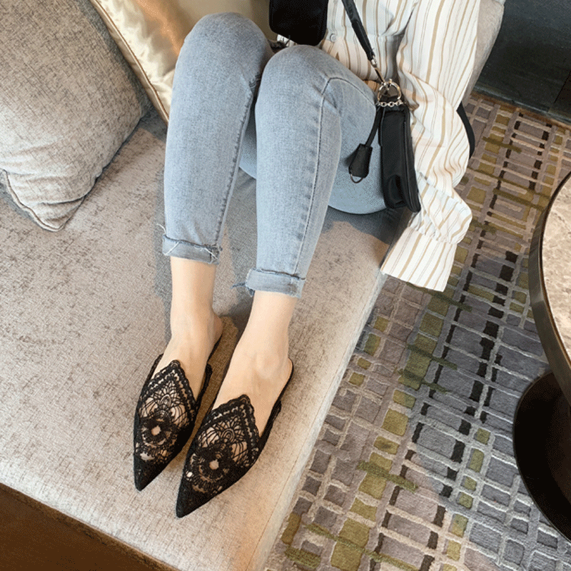 

Summer new lace fashion all-match sandals, Black