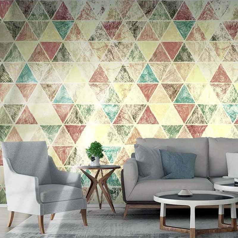 

Custom Photo Mural Geometric Modern Abstract Retro Living Room TV Background Art Wall Painting Wallpapers For Bedroom Home Decor, Silk cloth