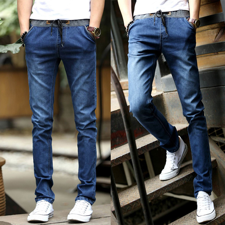 

The new jeans male Fashion element: sewing, Deep blue