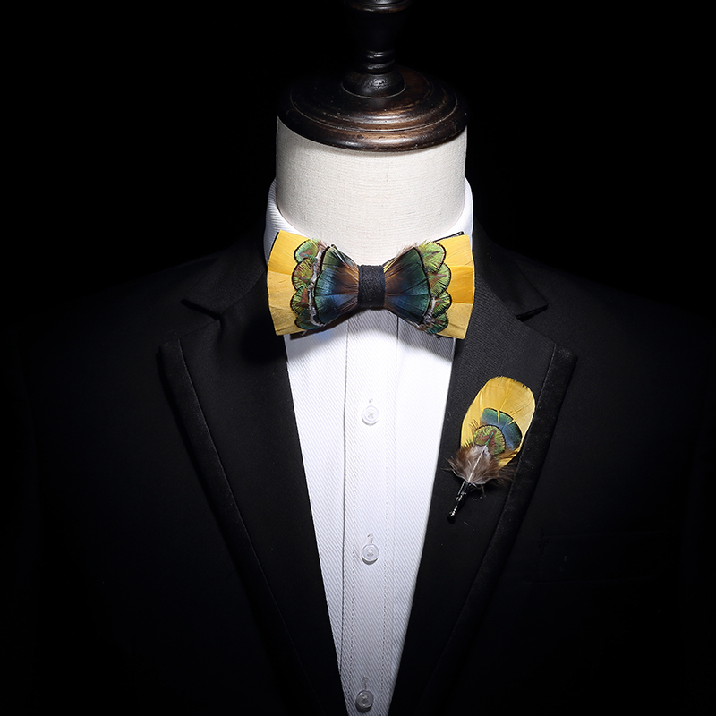 

New Free Shipping fashion Men's man male High-end men and women parent-child feather bow tie brooch wedding party business dance