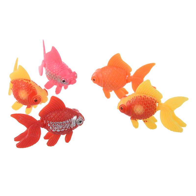 

5pcs artificial plastic ornament aquarium fish - goldfish