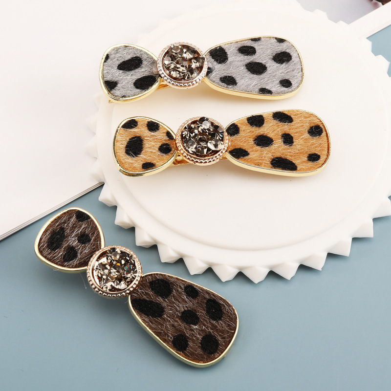 

50pcs/lot DIY Simple Multi Horse Hair Leopard Hair Clip Drills Bowknot Side Hairpins Styling Tools Accessories HA1758