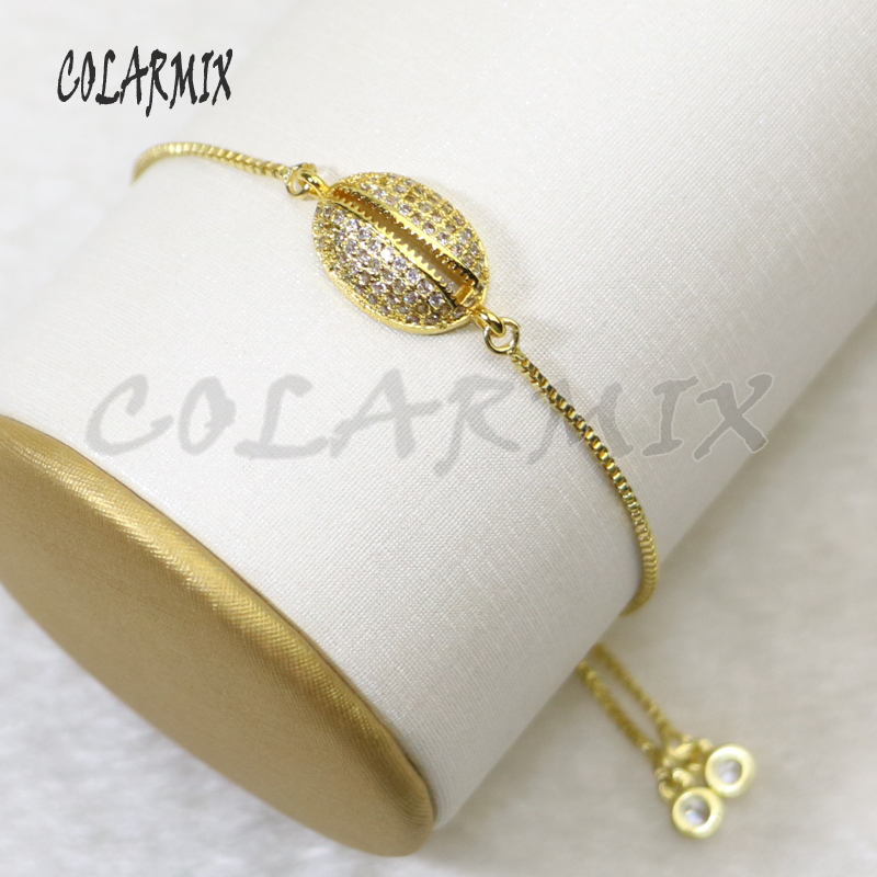 

10pcs Shell shape bracelets crystal charm bracelets zircon accessories connectors for women 5697