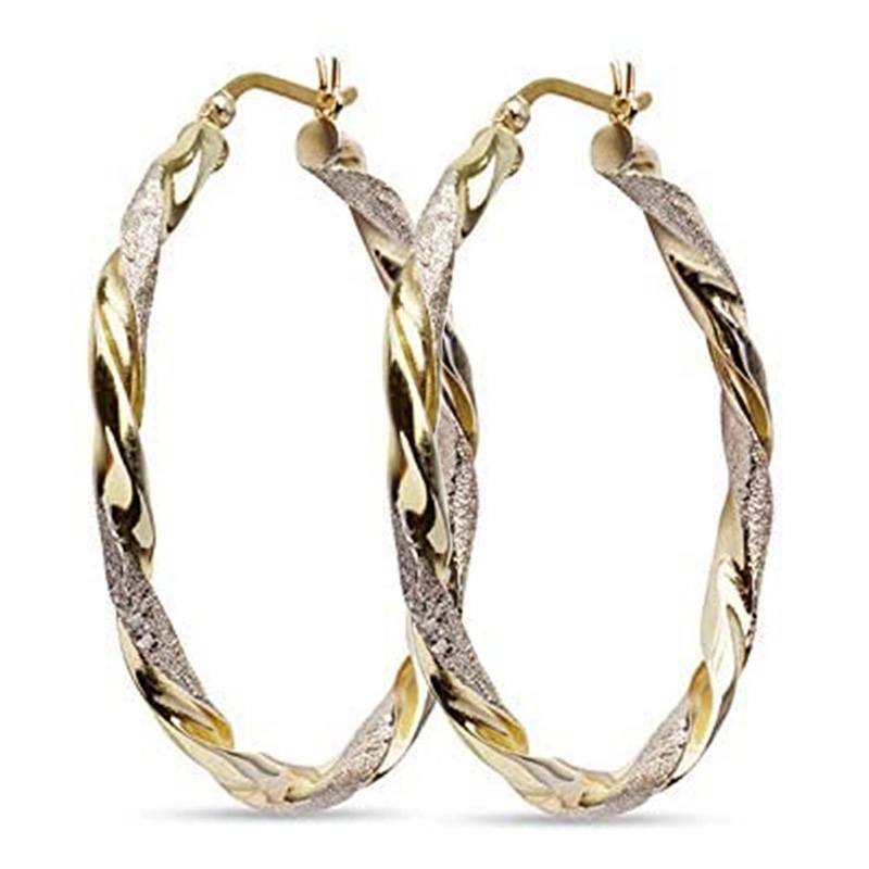 

Huitan Simple Stylish Women Twist Hoop Earrings Gold Color Delicate Gifts Versatile Style Female Earring Trendy Jewelry Hot Sale