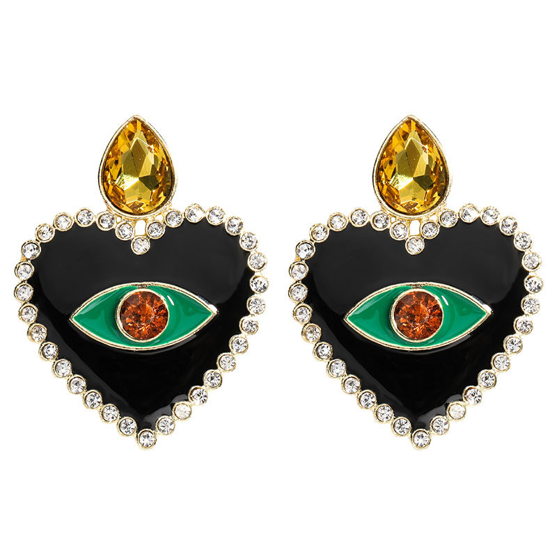 

Novelty Design Metal Heart Eyes Charm Women Dangle Earrings Jewelry Fashion Lady's Party Statement Earrings Accessories