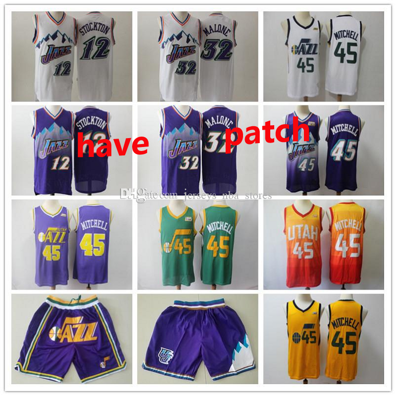 

Men s Utah Jazz Throwback Jersey 12 John Stockton 32 Karl Malone Donovan 45 Mitchell Basketball Jerseys Basketball Shorts white, Color6