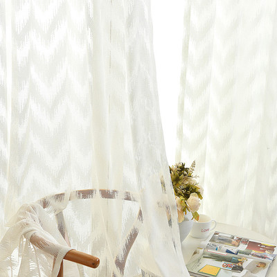 

Nordic Curtains for Living Dining Room Bedroom White Fine Woven Wave Tulle Curtains Lace American Pastoral Customization