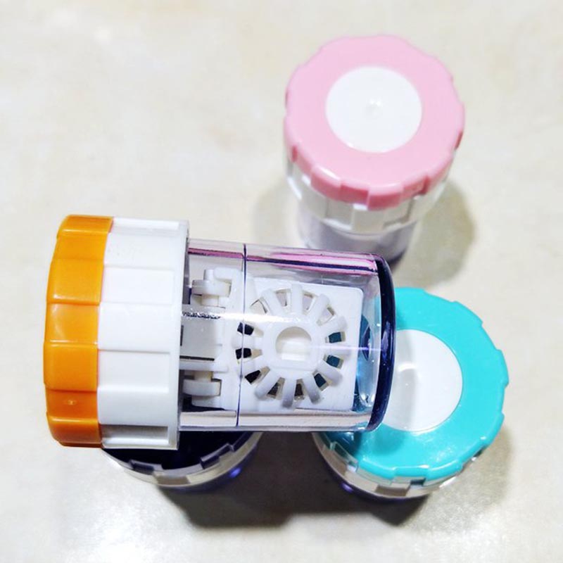 

Contact Lens Cleaner Case Box Manual Rotation Type Plastic Container Storage Holder For Travel SEC88