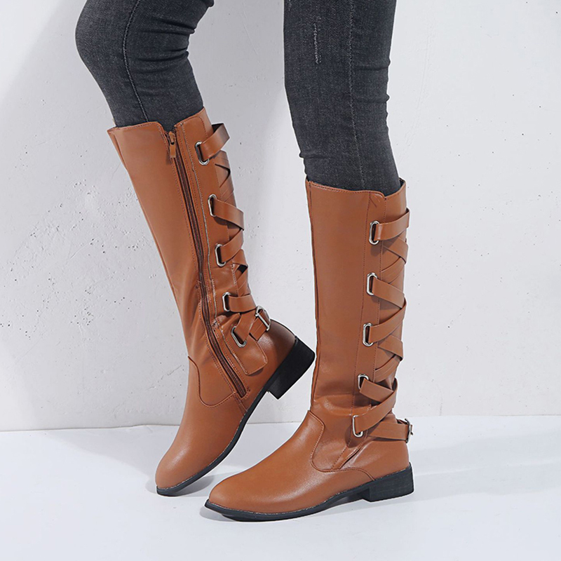 

Knee-High women snow boots waterproof ladies long boots leather plus size autumn winter shoes women bota feminina VT370, Apricot