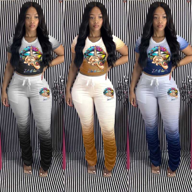 

Autumn 2020 women's clothing hot sale in Europe and the United States fashion gradual wrinkle lip gesture casual suit, Orange