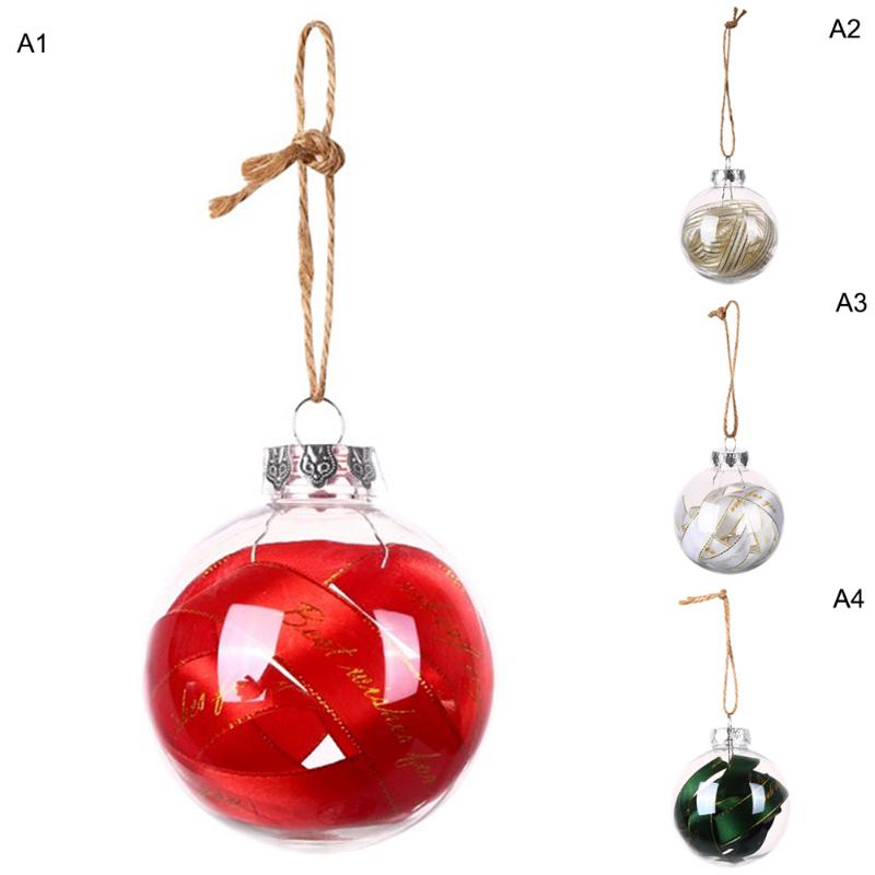 

4pc Plastic Clear Christmas Balls Decorations 8cm Hanging Ball Bauble Candy Ornament Xmas Tree Outdoor Decor Christmas Gifts