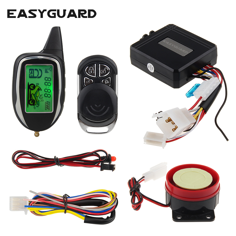 

Quality easyguard 2 way motorcycle alarm system with remote engine start starter motion sensor colorful LCD display alarm car
