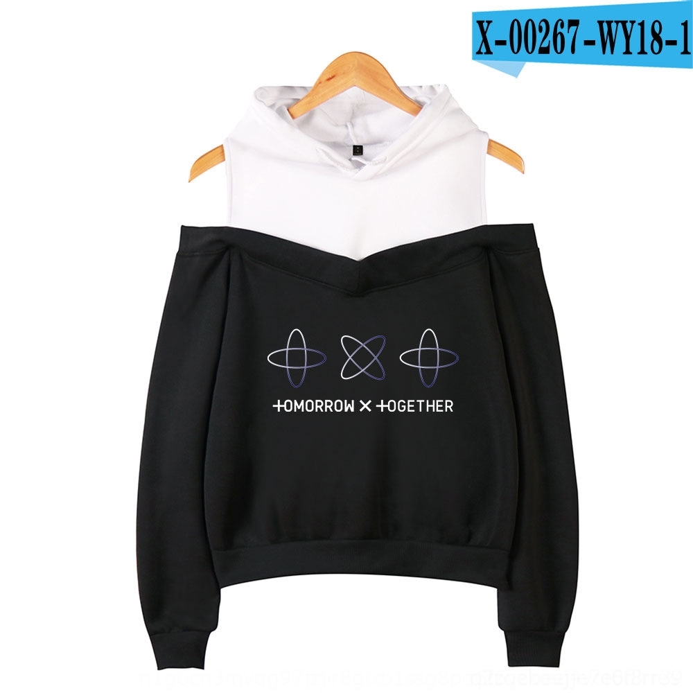 

OXFZY 8ZnPU Hot same TXT combination tomorrow x Selling togethe women'sshoulder hooded Hot Selling TXT combination tomorrow x togethe same wo, Black 1