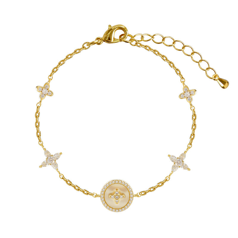 

Bracelet micro-inlaid zircon plum cross light luxury high sense bracelet net red ins niche design for women A3