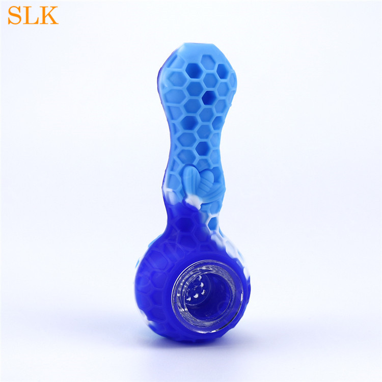 

Silicone Smoking Pipes Honeycomb Styles Oil Burner Dab Pipes Tobacco with Glass Bowl Silicon Pipe 420 Smoking Accessories