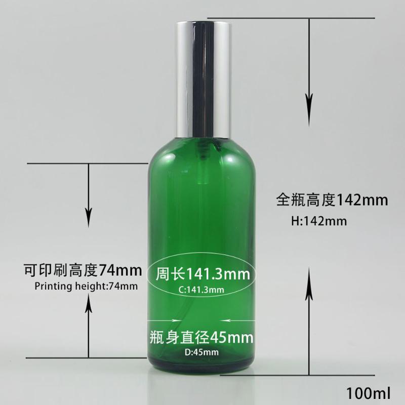 

Green Frosted Spray/Lotion Bottle 100ml with SIlver Lid