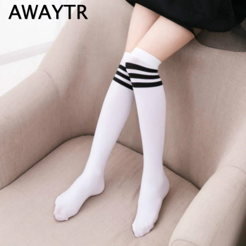 

Awaytr Hot Sale Girls High Quality Stockings Knee Cute 14 Colors Adjustable Size Woman Soft Breathable Stockings, As the pic