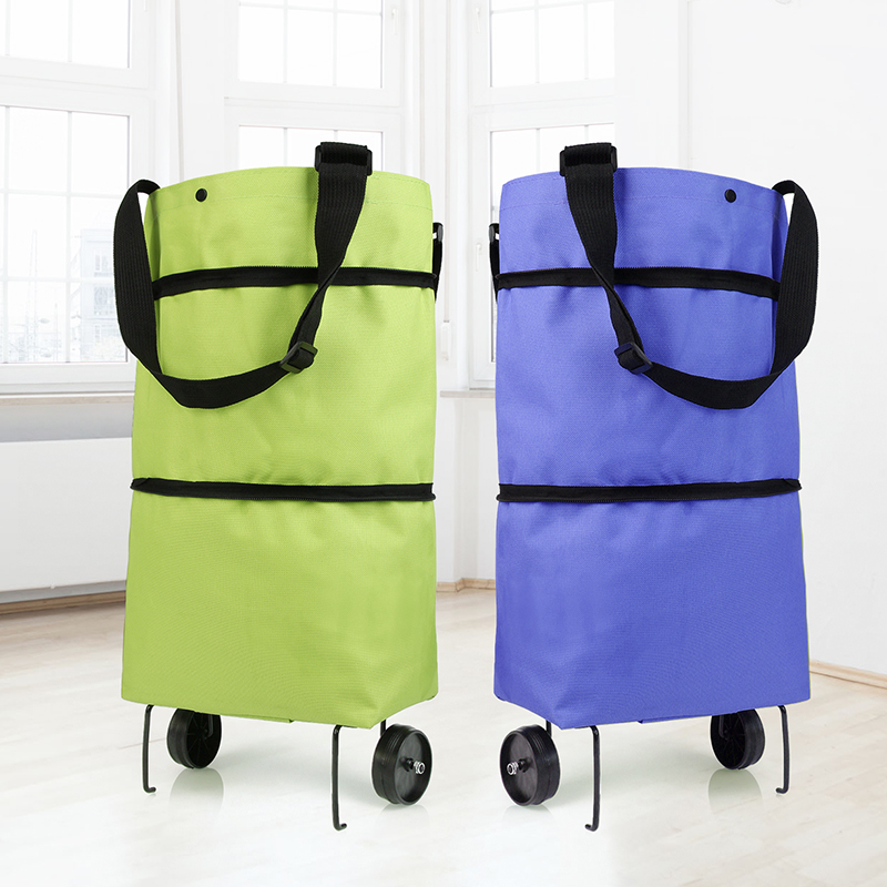 

With Cart Pull Shopping Trolley Vegetables Organizer Foldable Folding Shopping Bags Reusable Grocery Bags Food Wheels Bag Bag Lfplc