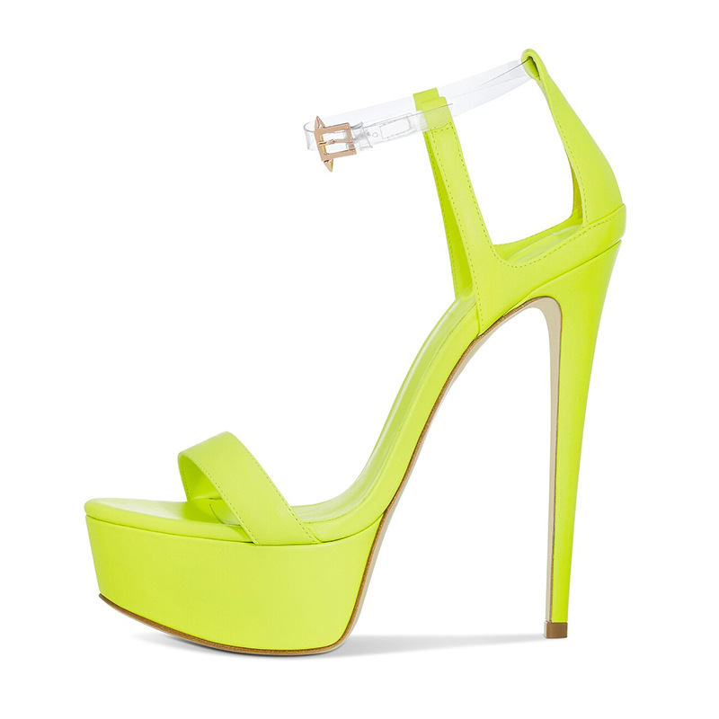 

Platform High Heel Sandal for Women Black Lemon Ankle Strap Sandal Sexy Cute Pumps Extremely High Dress Shoes, Pic color