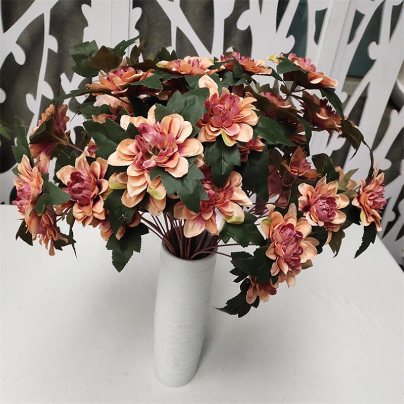 

10Pcs European Fake Dahlias 22.44" Length Simulation Autumn Dahlia Chrysanthemum for Wedding Home Decorative Artificial Flowers, Orange
