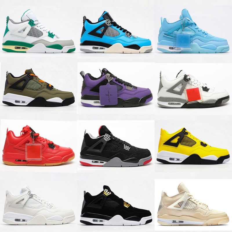 

New Black cat 2020 4 4s Jumpman basketball shoes bred neon wings encore cactus jack white cement mens stylist sneakers trainers Size 36-47, As photo 1