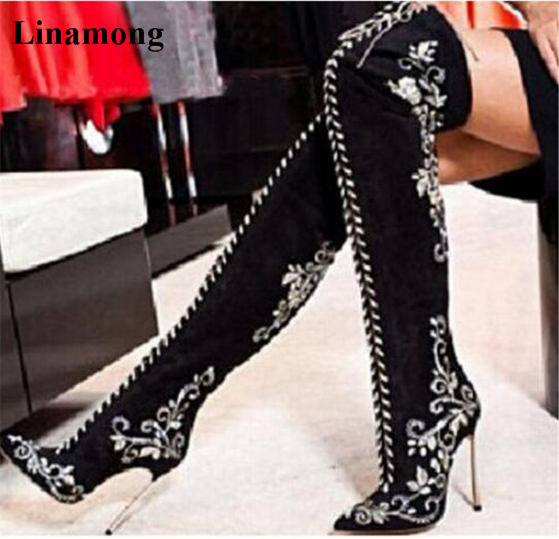 

2020 Spring And Summer Fashion Over-the-Knee Boots Gladiator Toe Boot Cross-tied Sexy Female Boots Rust decoration, As picture
