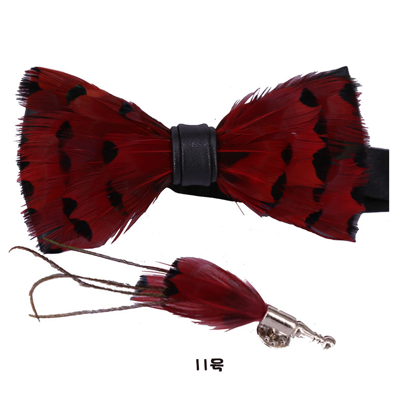 

Neck Ties Feather Bow Tie Brooches/collar Needle Set Men's Wedding Banquet Performance Bowtie Classic Trendy High-grade Customizable