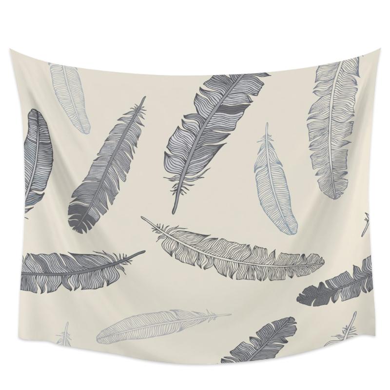 

Grey Feather Wall Tapestry Cover Beach Towel Picnic Yoga Mat Home Decoration
