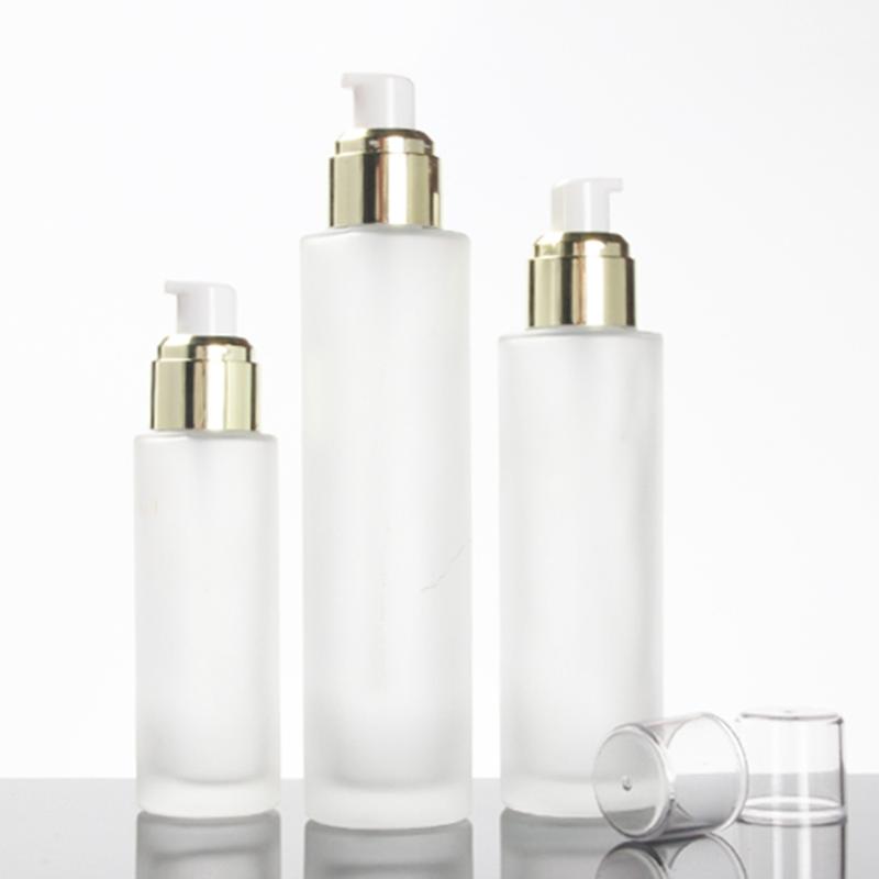 

30ml glass spray bottle frosted cosmetic bottle, 1oz lotion bottle with gold pump