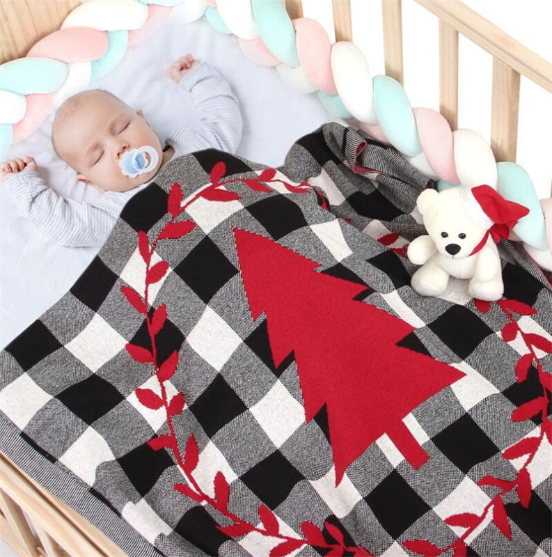 

Christmas Plaids Blanket Throw Soft Breathable Children Kids Knitted Air Conditioning Blanket Travel Home All Seasons Rectangle