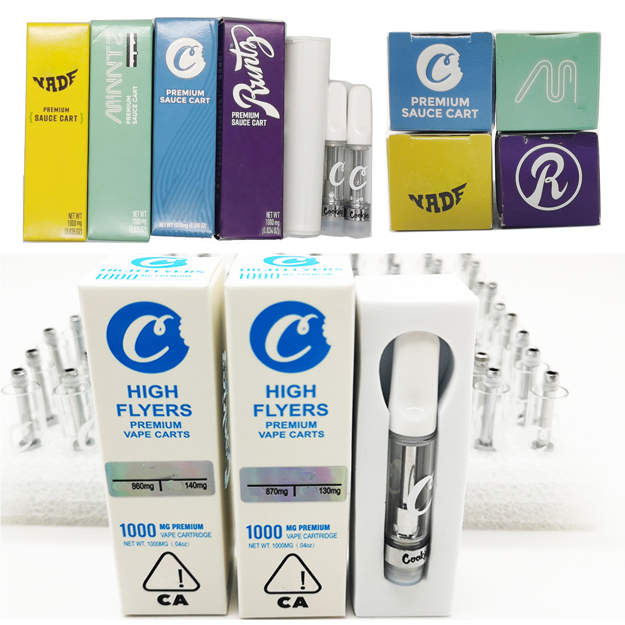 

Cookies Ceramic Cartridge Atomizers 0.8ml 1.0ml Premium Sauce Packaging High Flyers Vape Cartridges Empty Thick Oil Vaporizers Atomizer 510