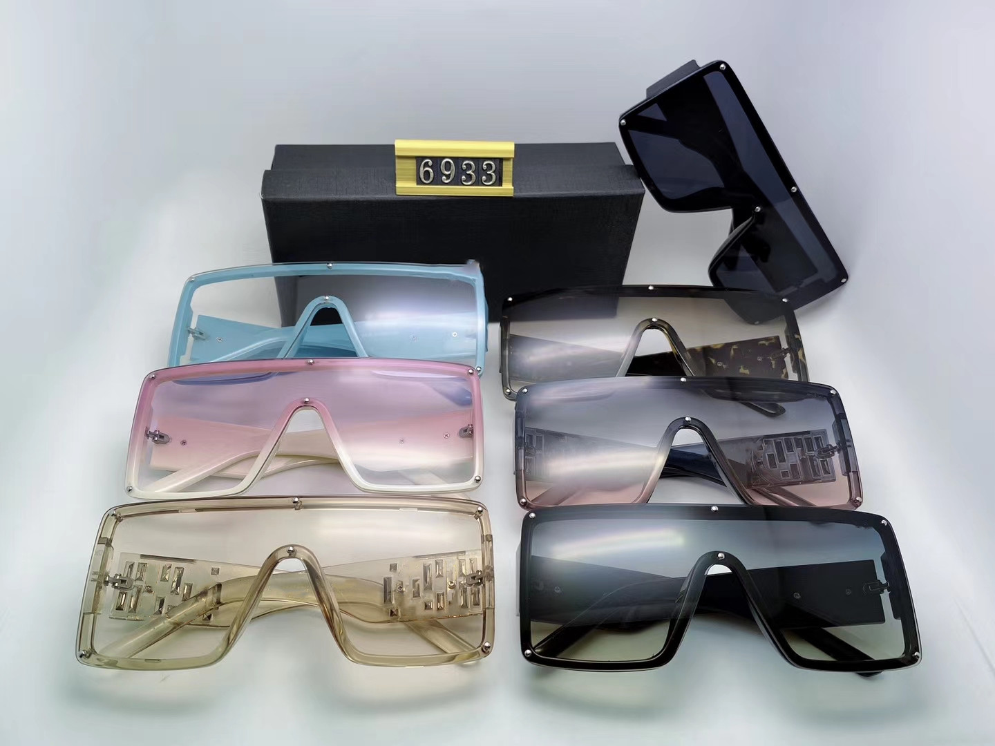 

6933 Designer Luxury Men and Women Brand Oversized Mask Sunglasses Fashion Oval Sun glasses UV Protection Lens Coating with box