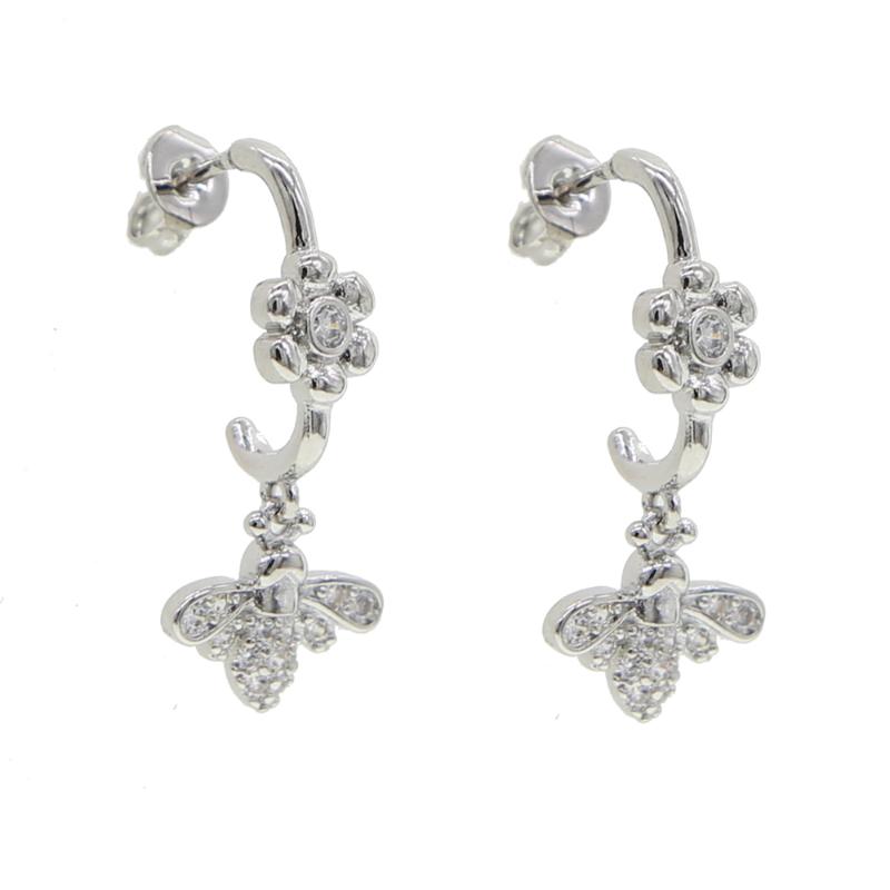 

2020 Cute New Flower Bee dangle Earrings Zircon cz Earrings Wholesale Fashion Jewelry Punk Stud for Women Girls Gift