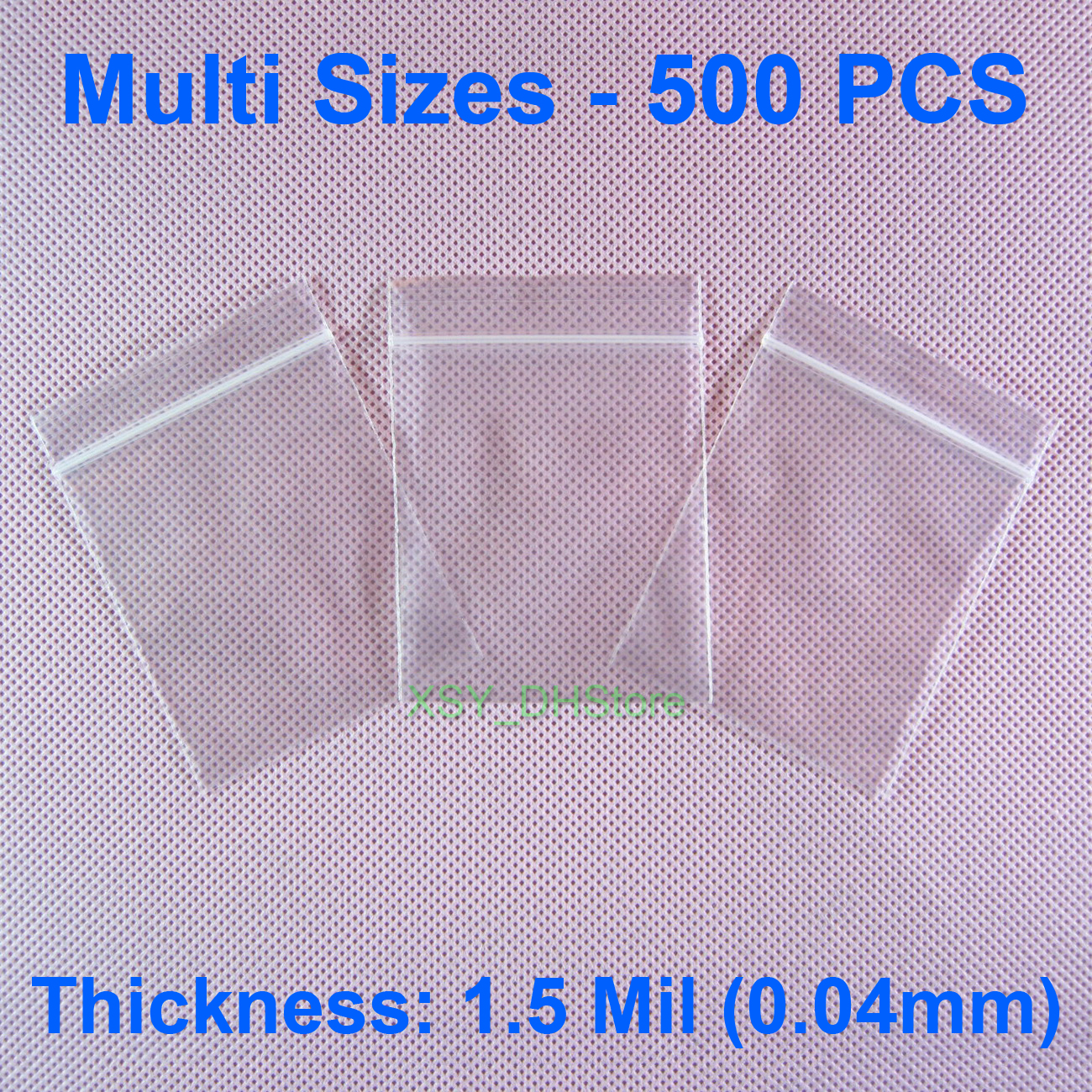 Multi Sizes 500 PCS 1.5 Mil Poly Zipper Bags Inch (1.5" - 9.4") x (2.5" - 13.8") Plastic Storage Packing Pouch (40 to 240mm)-image-214780866