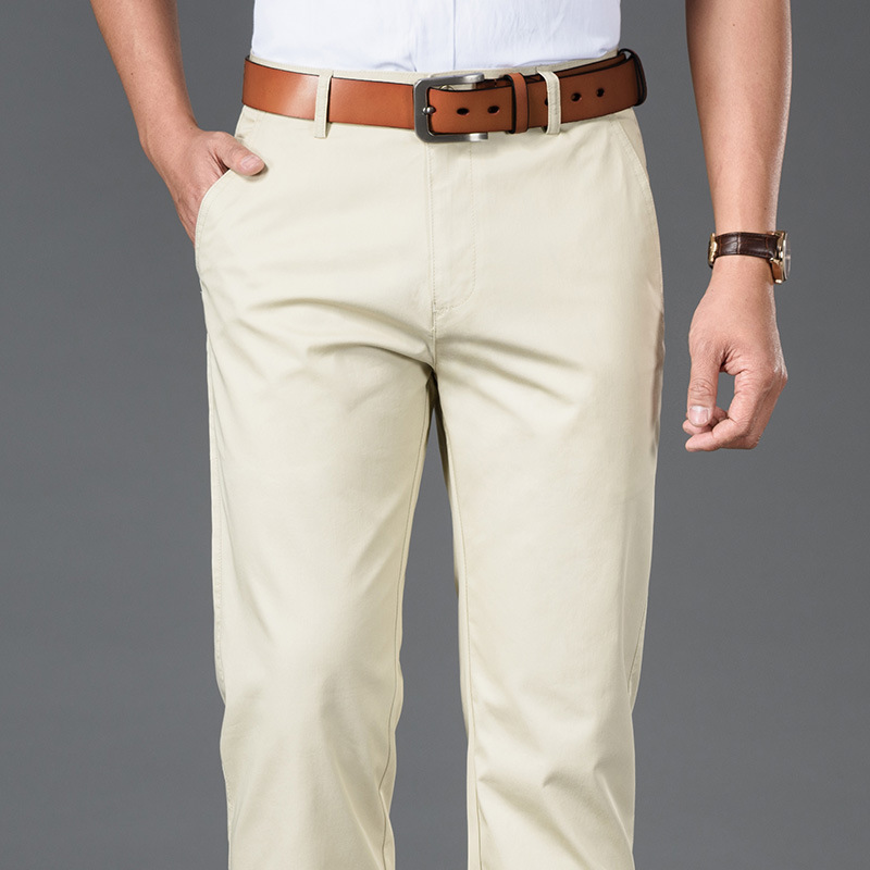 

Business fashion men's solid color suit pants High quality straight high waist slim trousers Classic stretch loose casual pants, Black