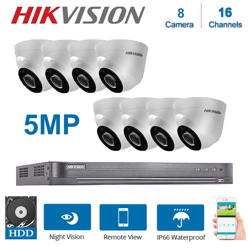 

Hikvision 16Channels DVR Video Surveillance with 8PCS 5MP Dome Camera indoor Night Vision CCTV Security System Kits