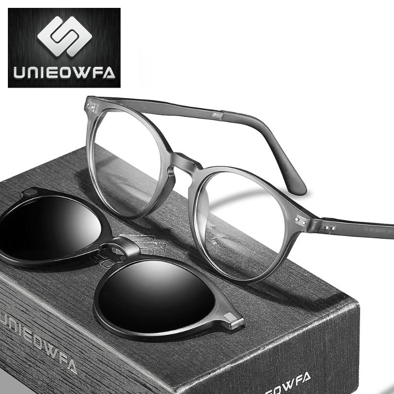 

Round Retro Optical Glasses Frame Men Myopia Prescription Eyeglasses Frame Women Vintage Polarized Magnet Clip On Sunglasses