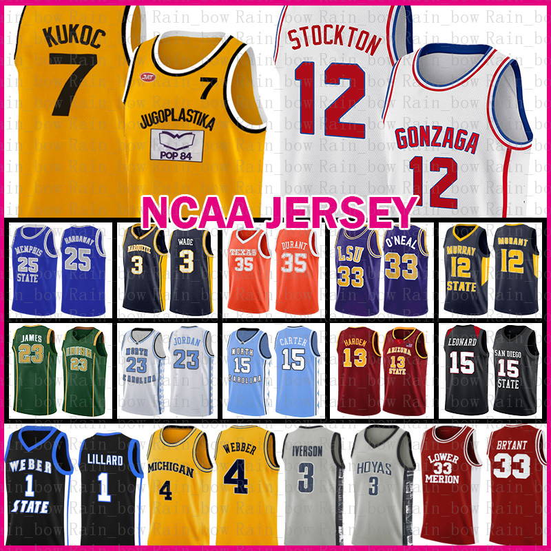 

Gonzaga Bulldogs High School John 12 Stockton NCAA Jugoplastika Split Pop Moive Toni 7 Kukoc Basketball Jersey Chris 4 Webber Wolverines