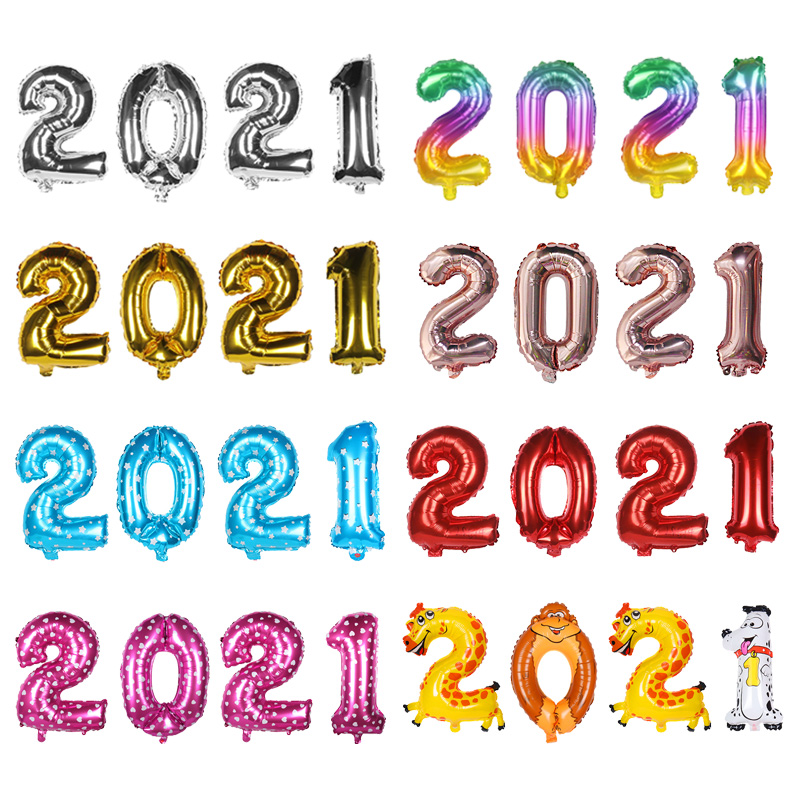 

4pcs Navidad 2021 Number Foil Balloons Happy New Year Party Decoration 2021 air Globos New Year eve Christmas Decor for home